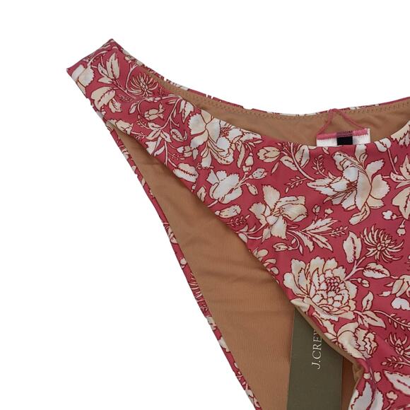 New J. Crew Coral Pink Floral Cheeky Bikini Swim Bathing Suit Bottom Size Small - Picture 4 of 8